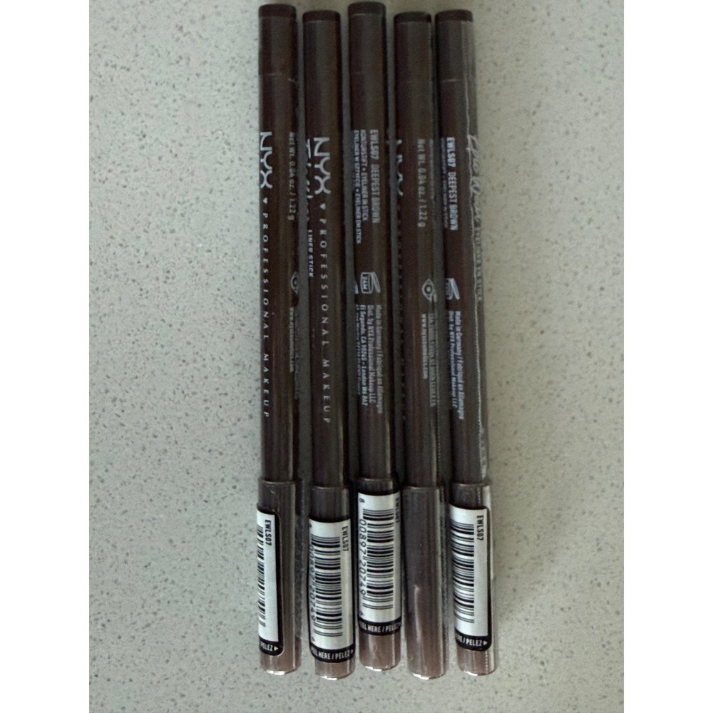 NYX epic wear liner stick eyeliner - deepest brown EWLS07 (lot of 5)